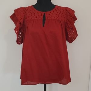 A New Day CottoWomen's Short Sleeve  Blouse, Medium, Color: Burnt Red-Orange